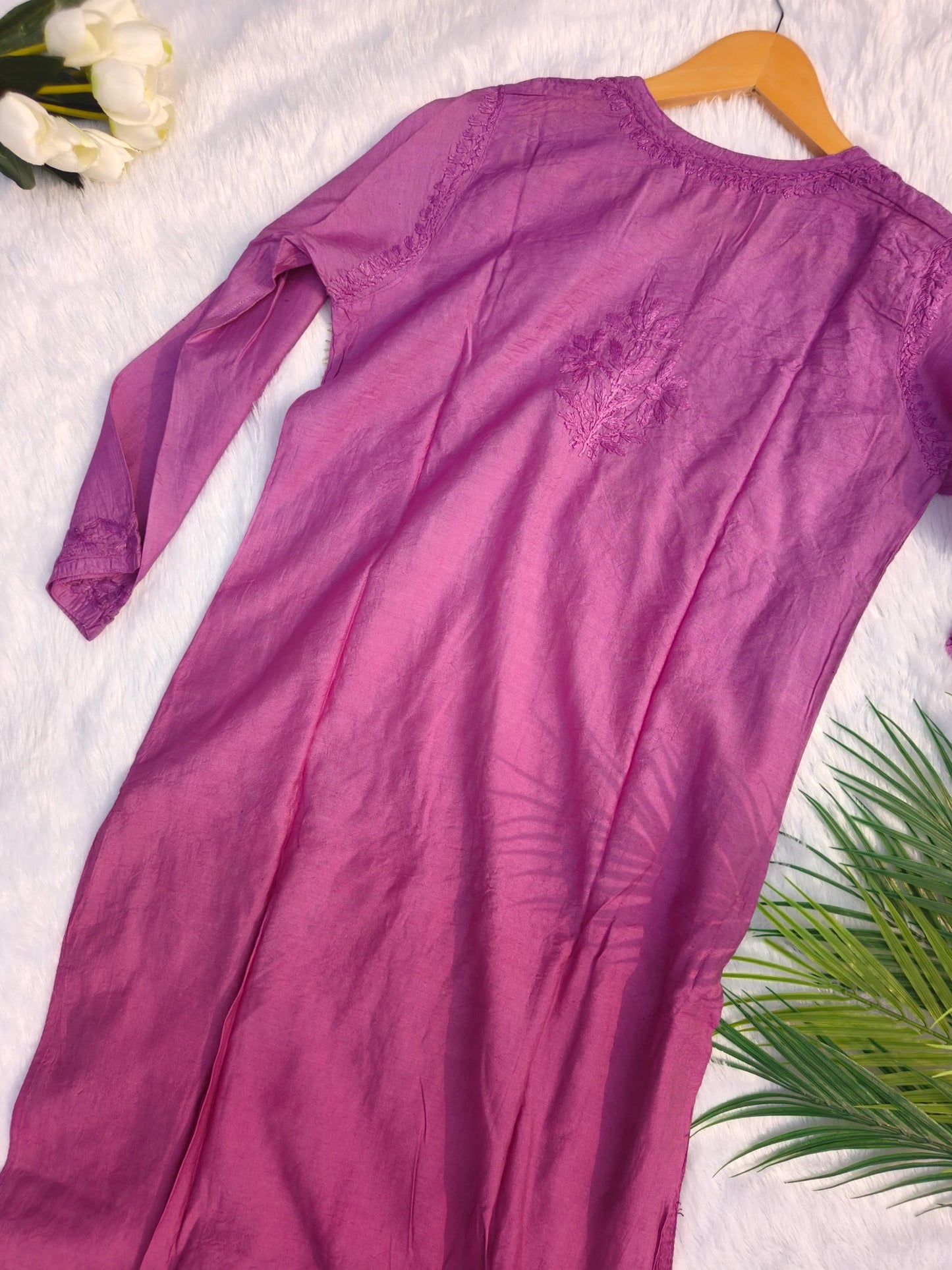 Chanderi Chikankari Kurti