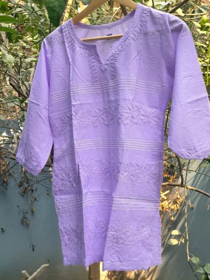 Purple Chikankari Short Kurti