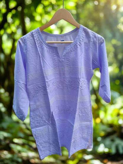 Purple Chikankari Short Kurti