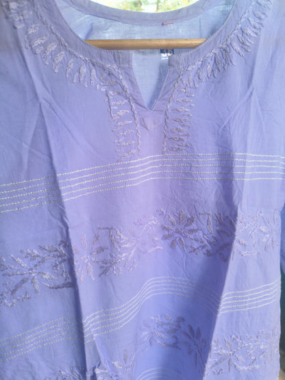 Purple Chikankari Short Kurti