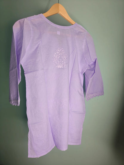 Purple Chikankari Short Kurti