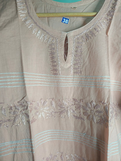 Beige Chikankari Short Kurti