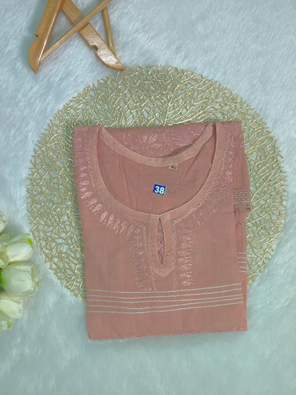 Beige Chikankari Short Kurti
