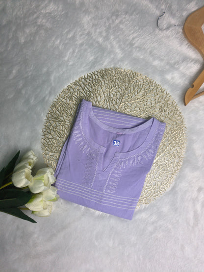 Purple Chikankari Short Kurti