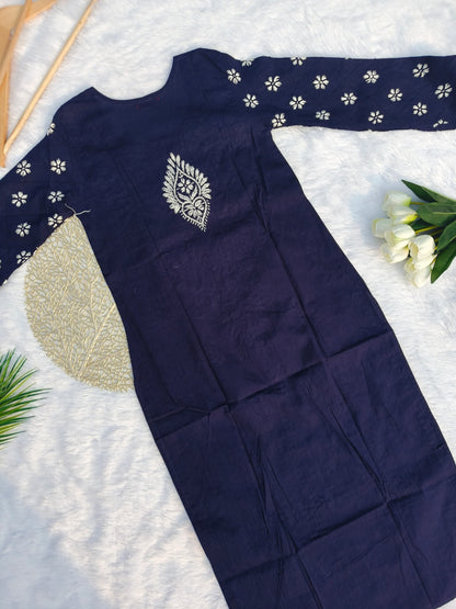 Blue Cotton chikankari kurta