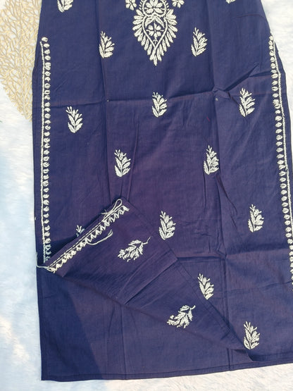 Blue Cotton chikankari kurta