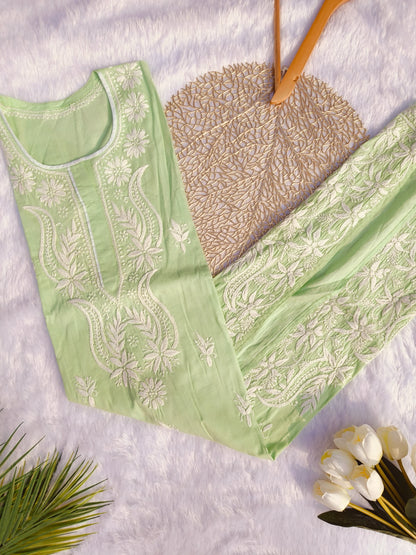 Green Chikankari Kurta