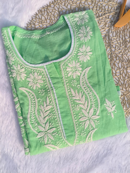 Green Chikankari Kurta