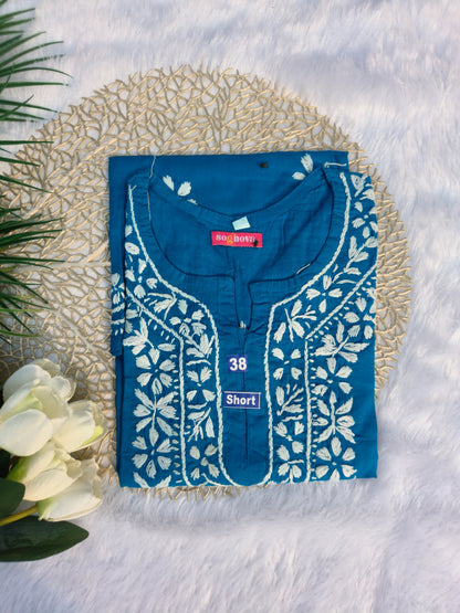 Blue Short Chikankari Kurti