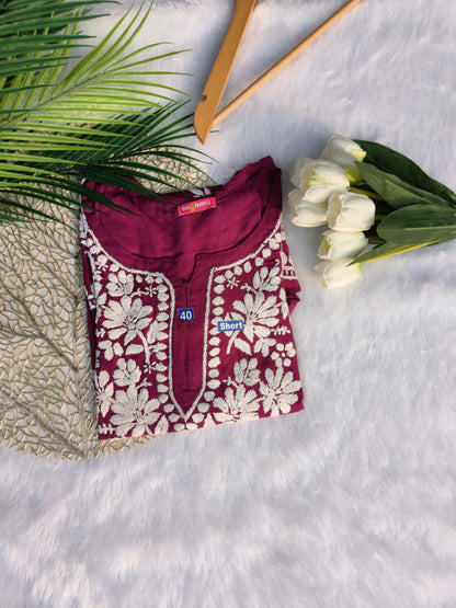 Modal Chikankari Short Kurti