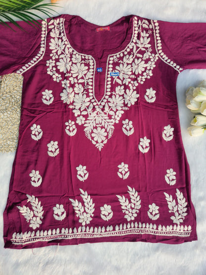 Modal Chikankari Short Kurti