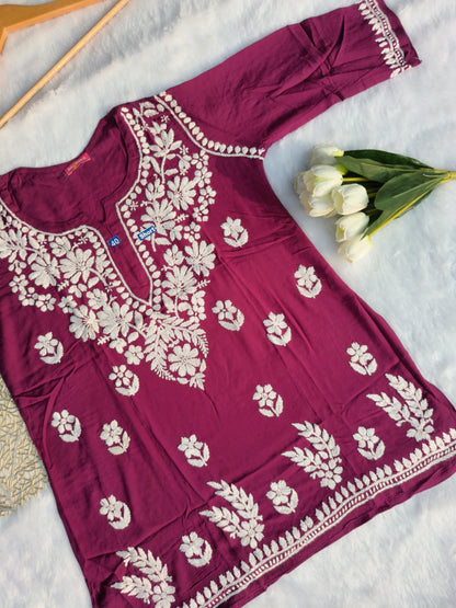 Modal Chikankari Short Kurti