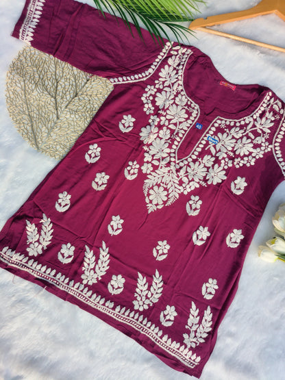 Modal Chikankari Short Kurti