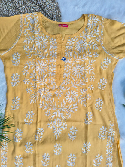 Yellow Chikankari Kurti