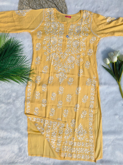 Yellow Chikankari Kurti