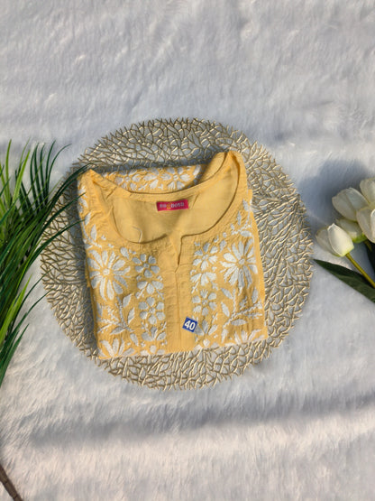 Yellow Chikankari Kurti