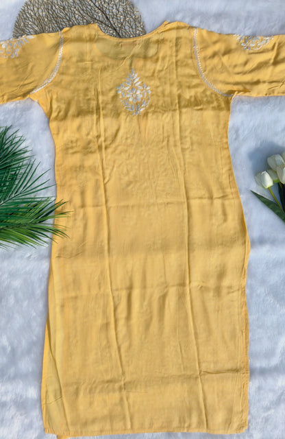 Yellow Chikankari Kurti