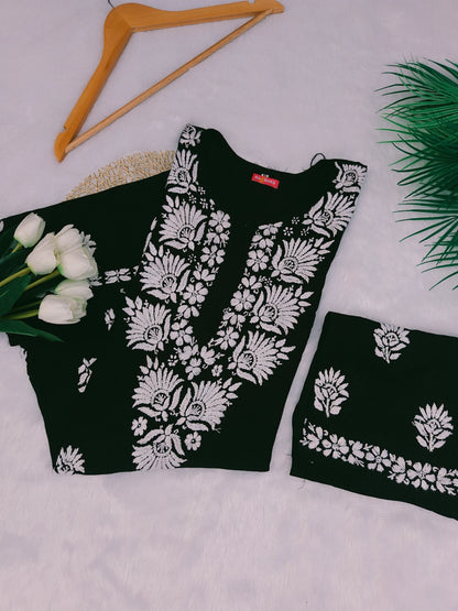 Black Chikankari Kurta Set