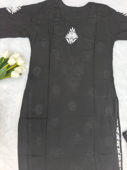 Black Chikankari Kurta Set