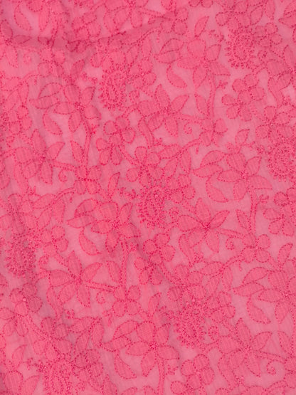 Pink Chikankari Kota Kurti