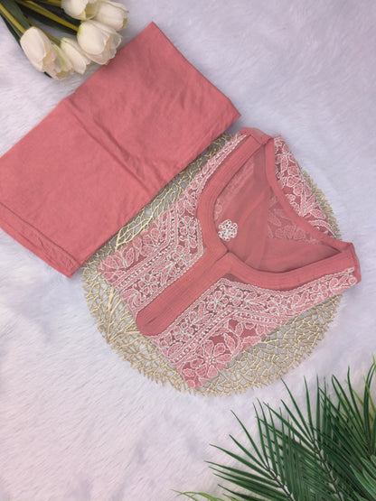 Pink Short Chikankari Kurti