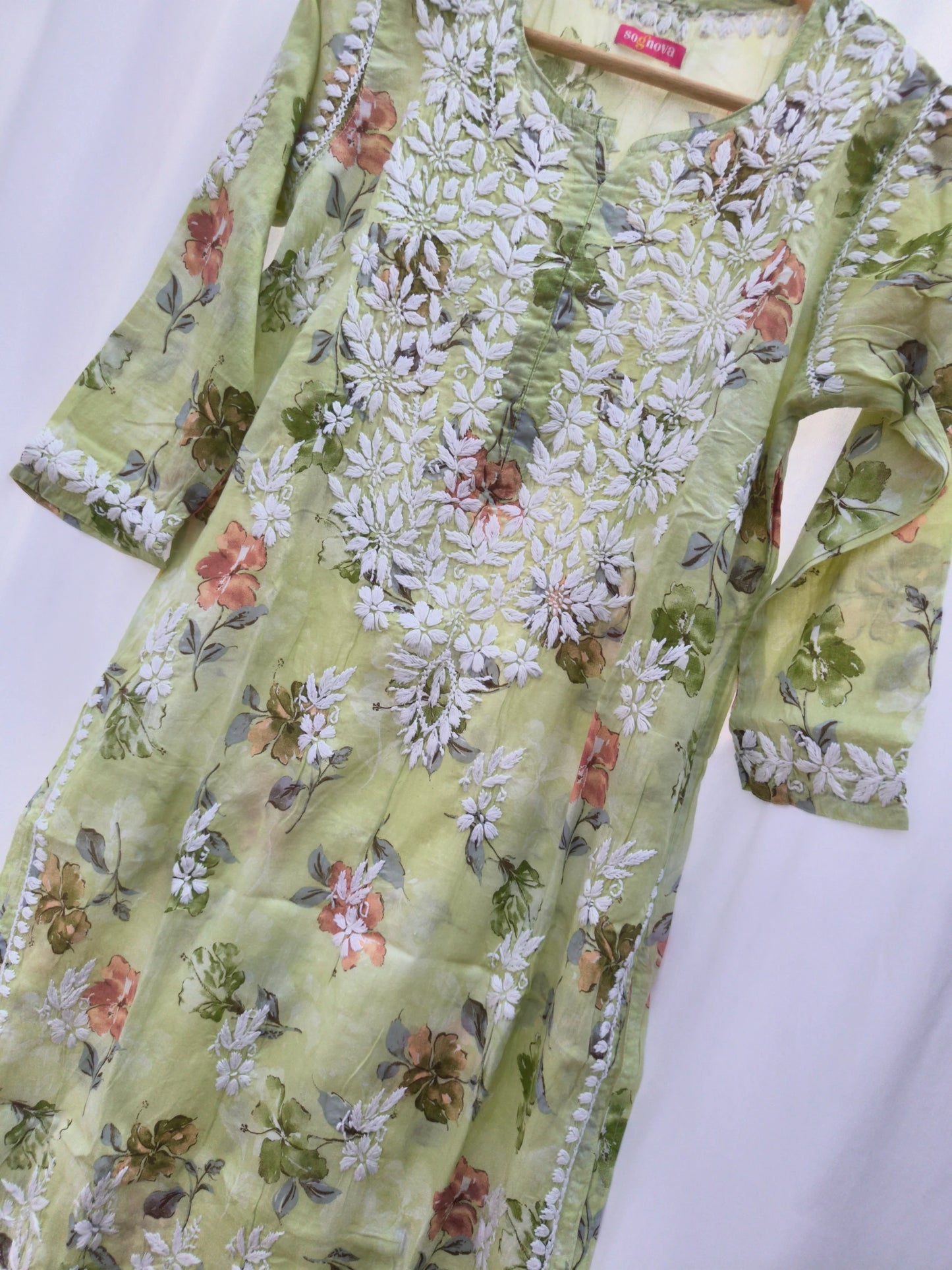 Lime Green Chikankari Kurta