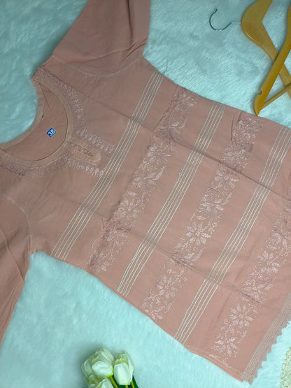 Beige Chikankari Short Kurti