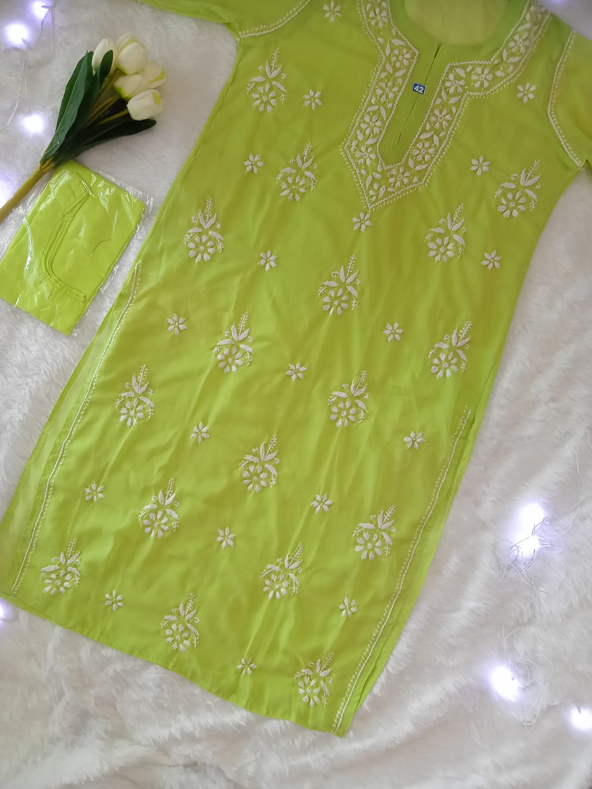 Light Green Chikankari Kurti