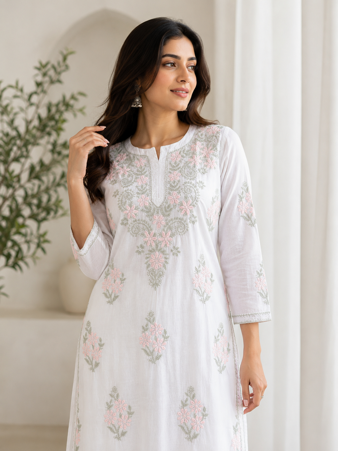 White Chikankari Kurti