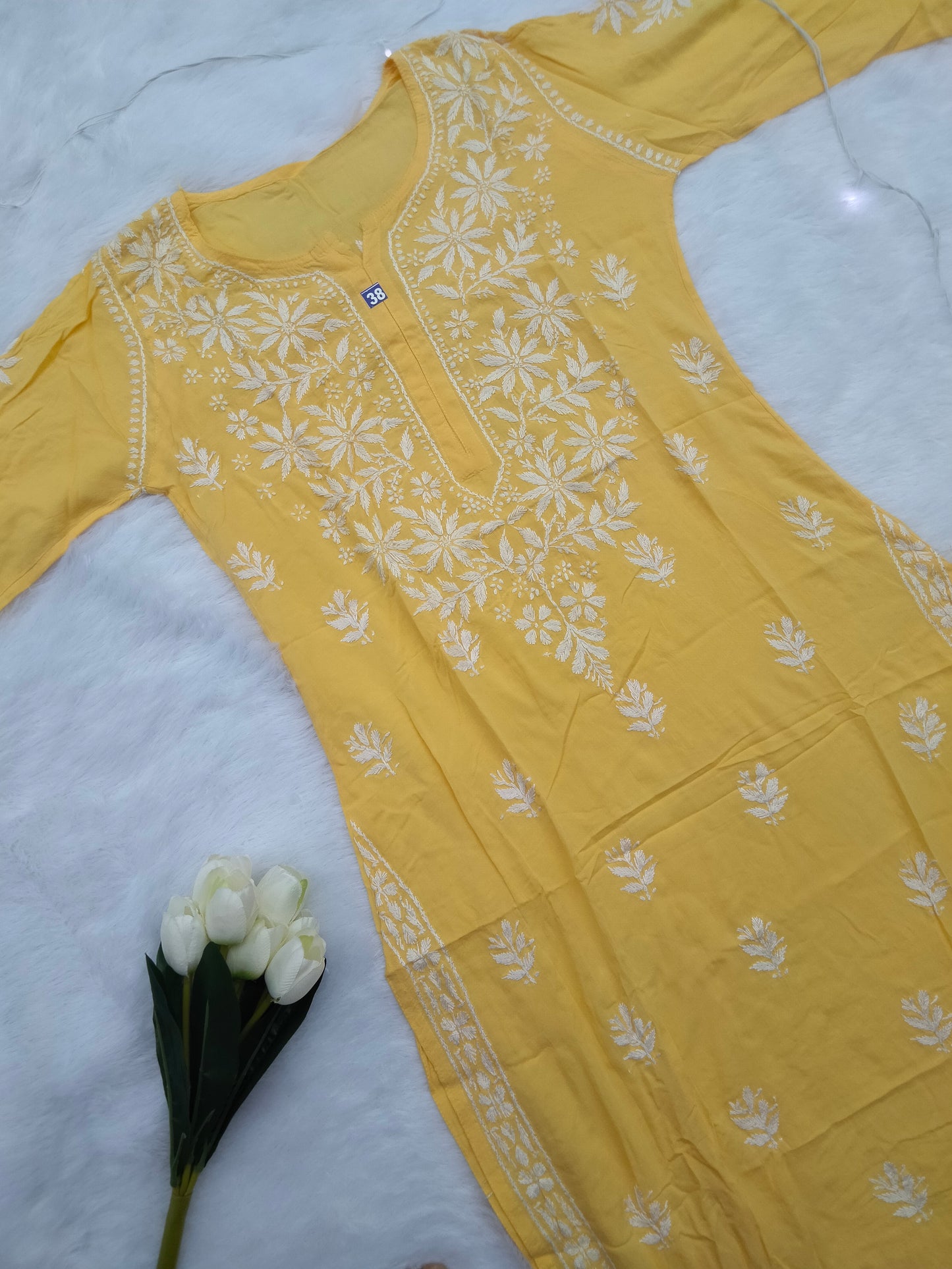 Yellow Chikankari Kurti