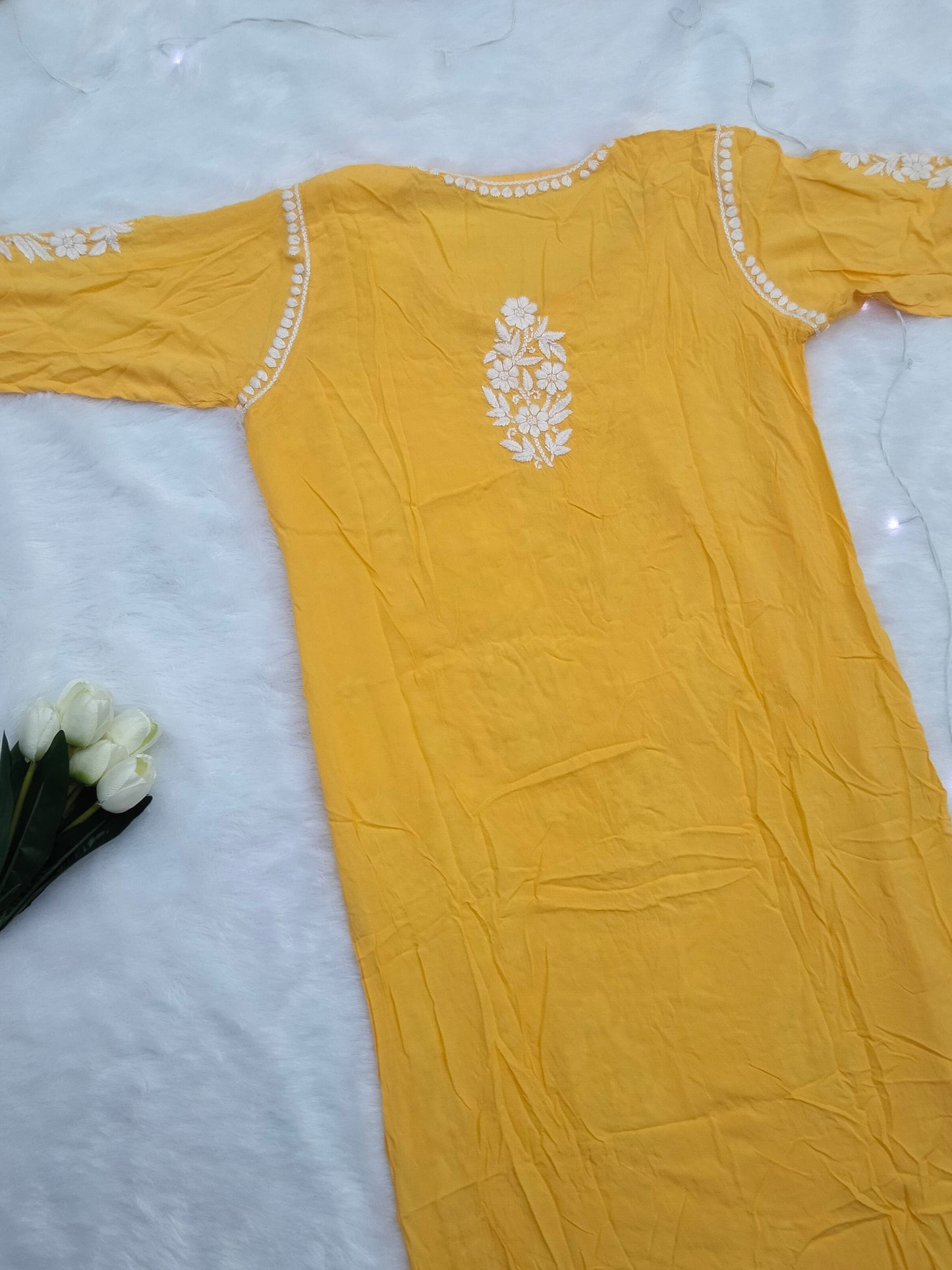 Yellow Chikankari Kurta