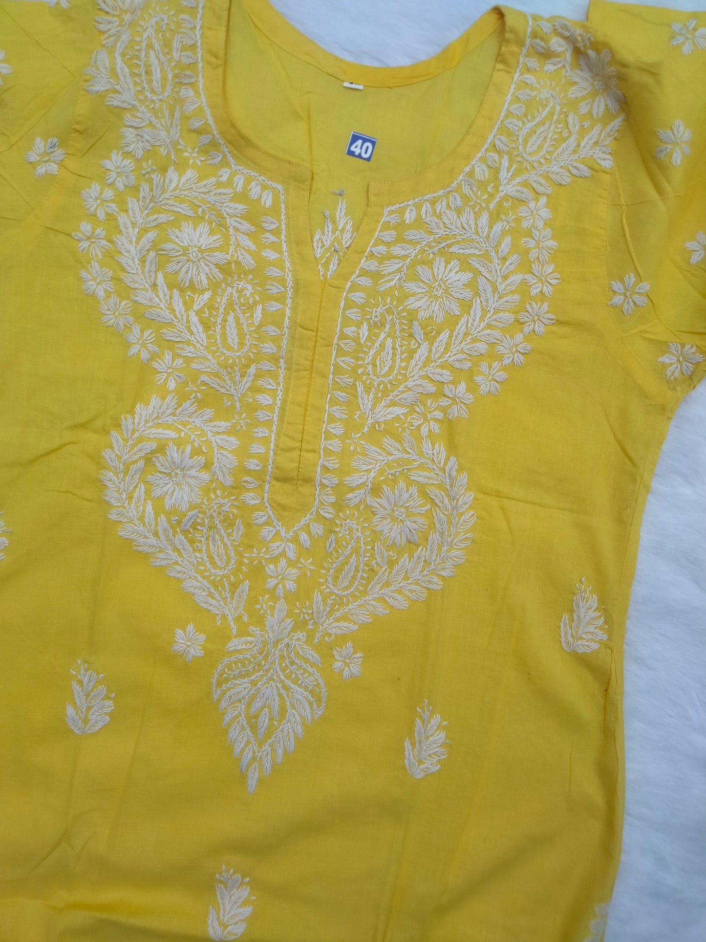 Yellow chikankari kurta