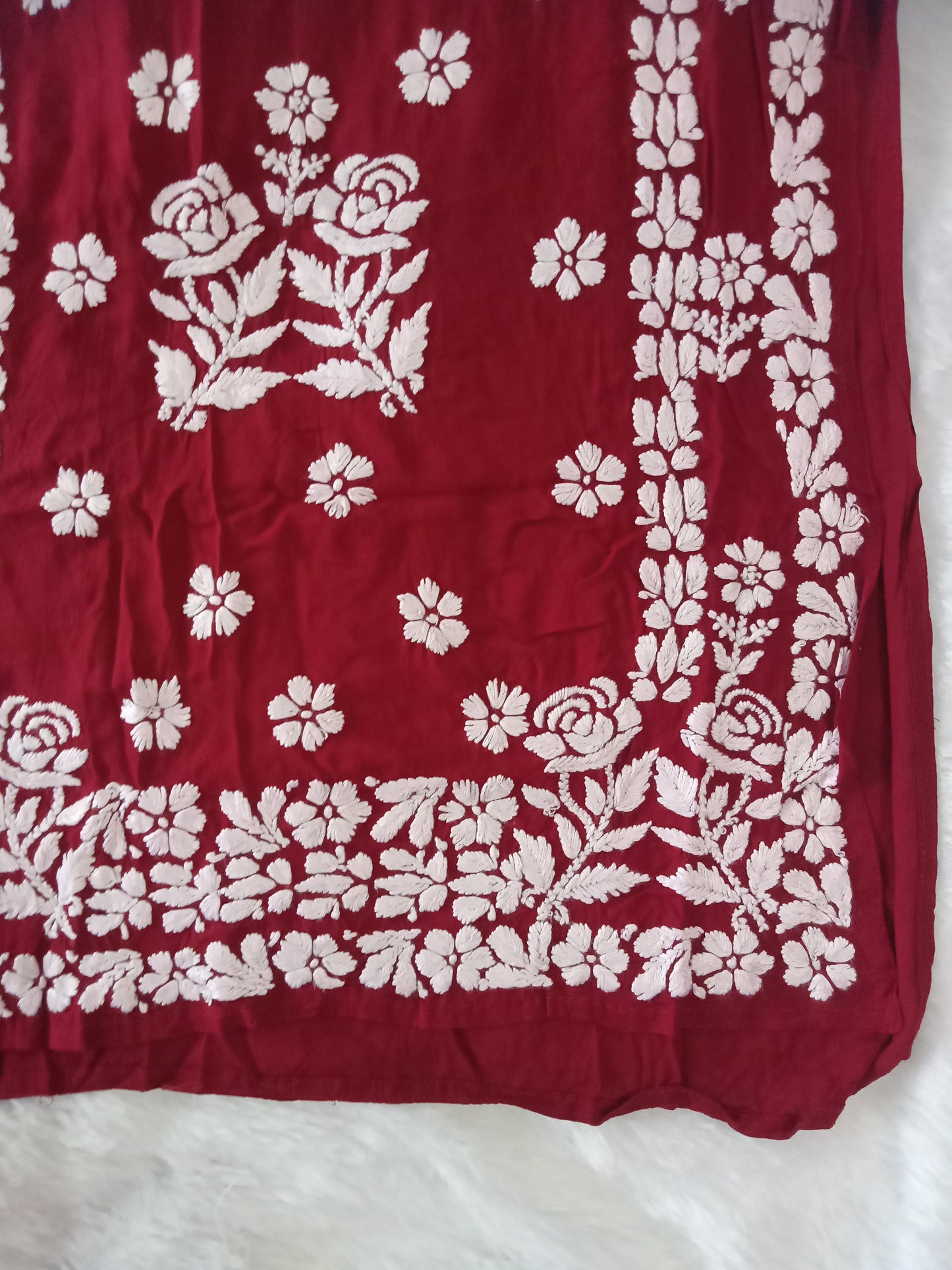 Red Chikankari Kurti