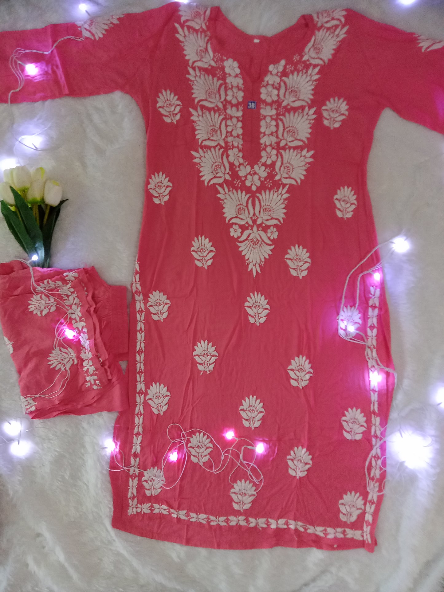 Pink Chikankari Kurta Set