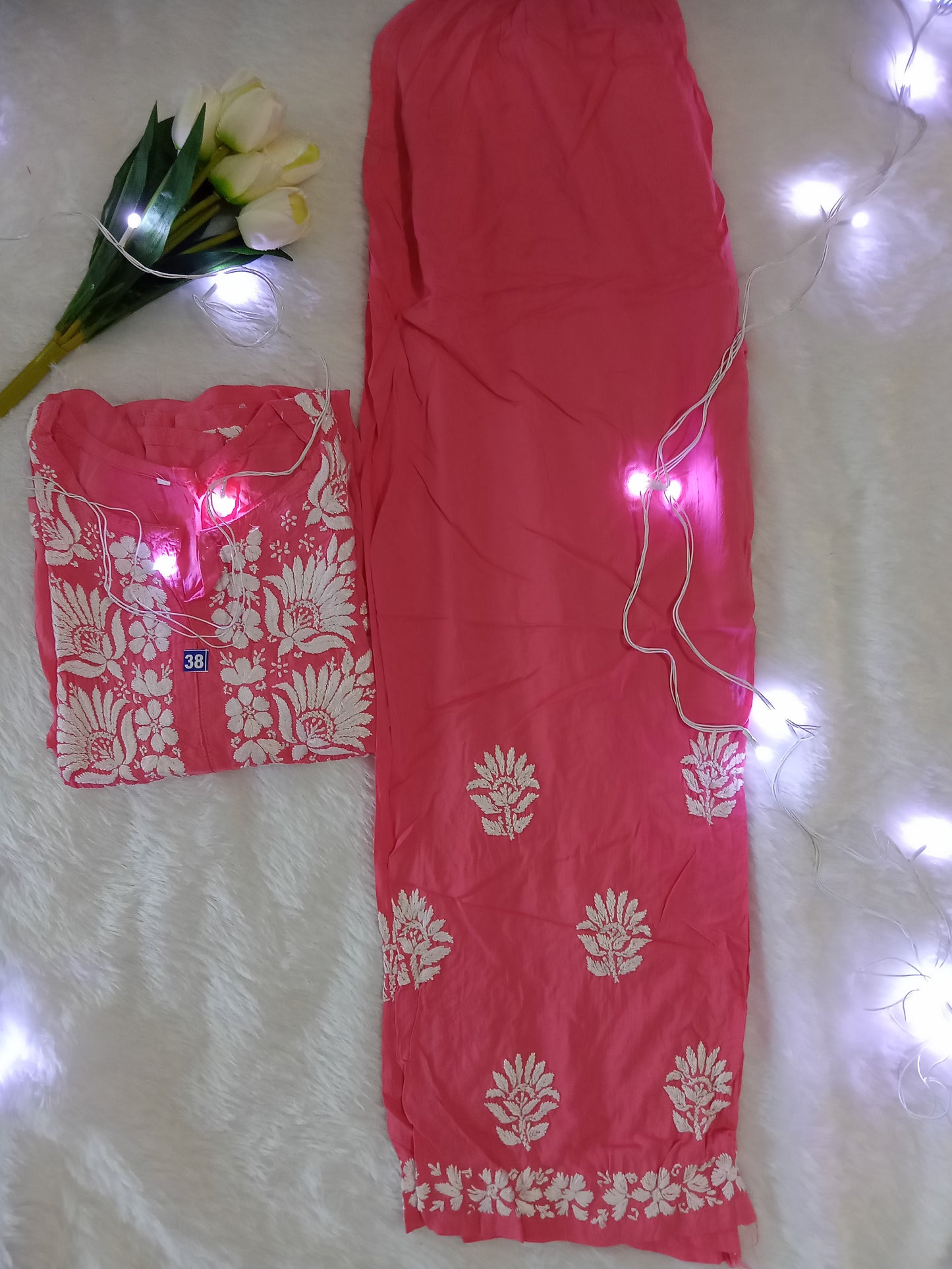 Pink Chikankari Kurta Set