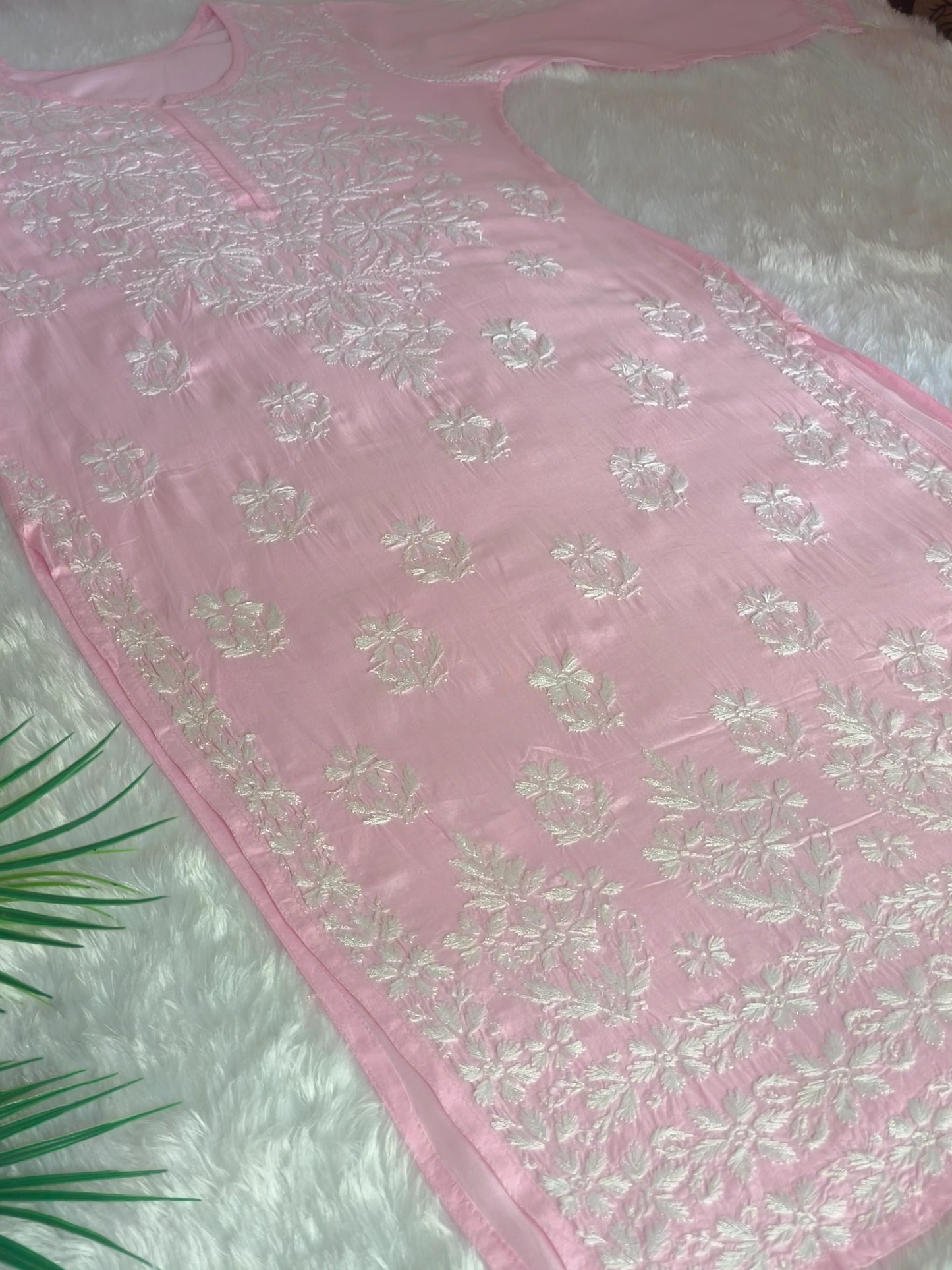 Baby Pink Chikankari Kurti