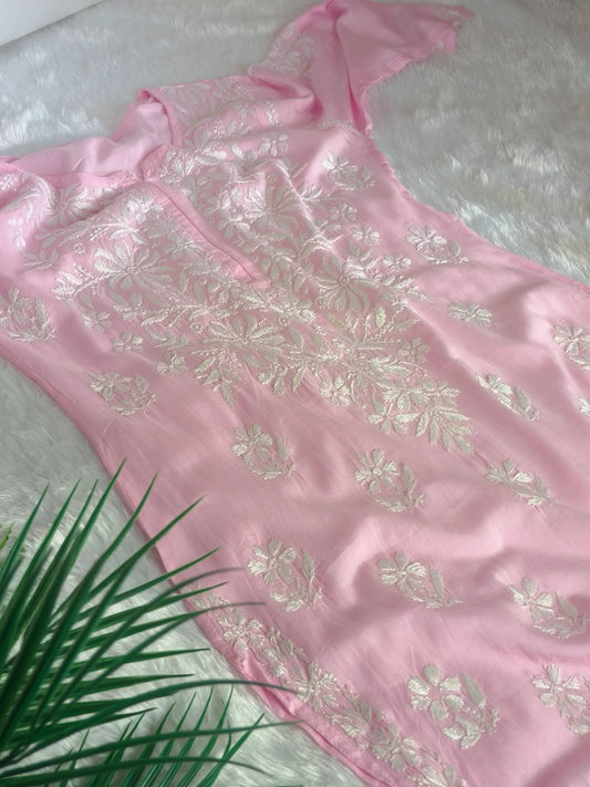 Baby Pink Chikankari Kurti