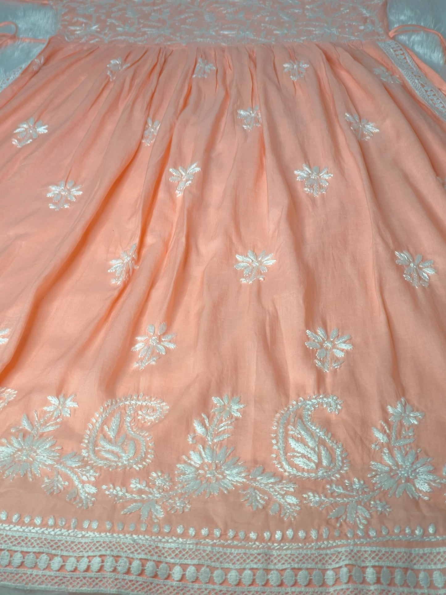 Orange Chikankari Nyra Cut Kurta Set