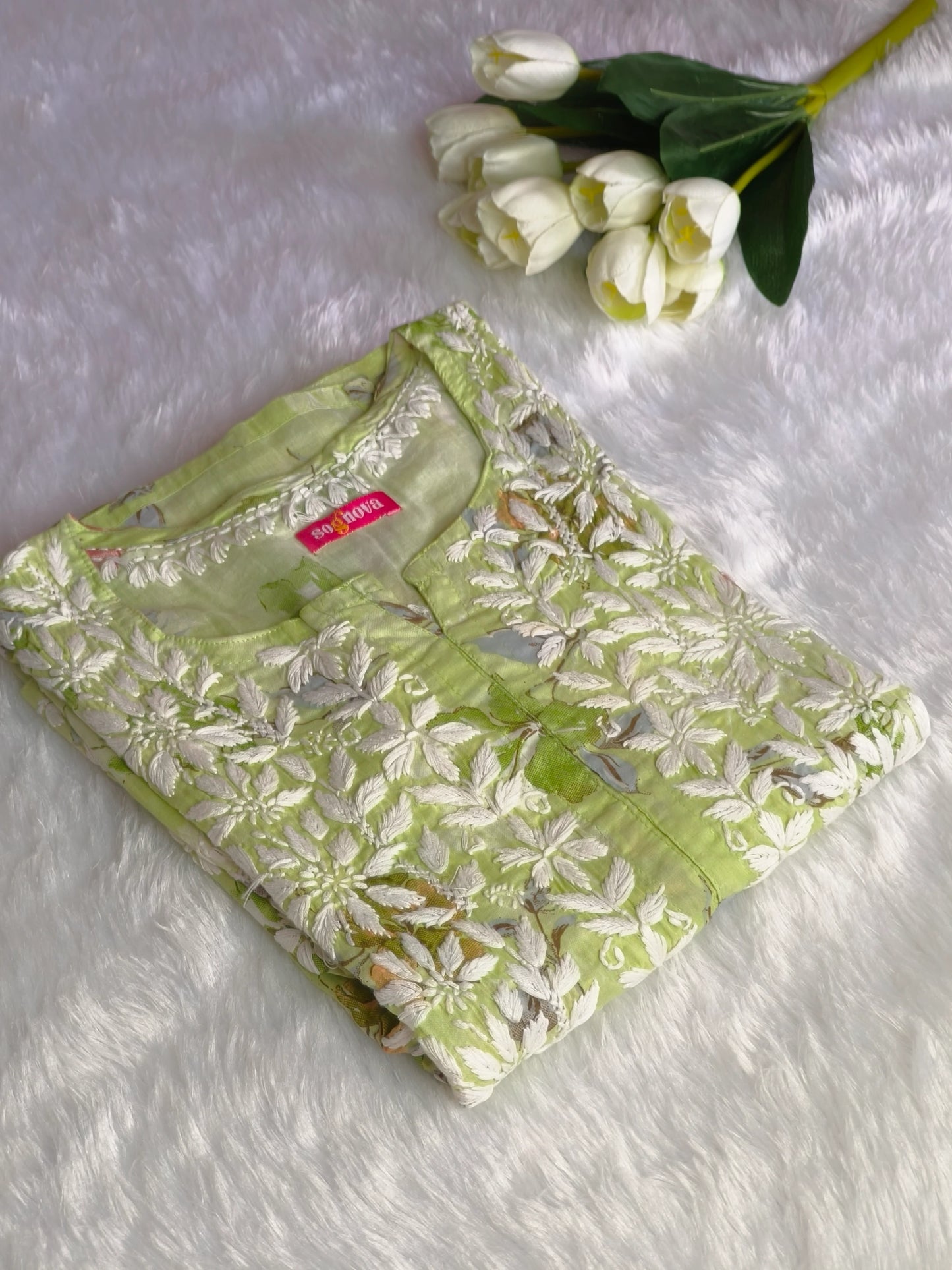 Lime Green Chikankari Kurta