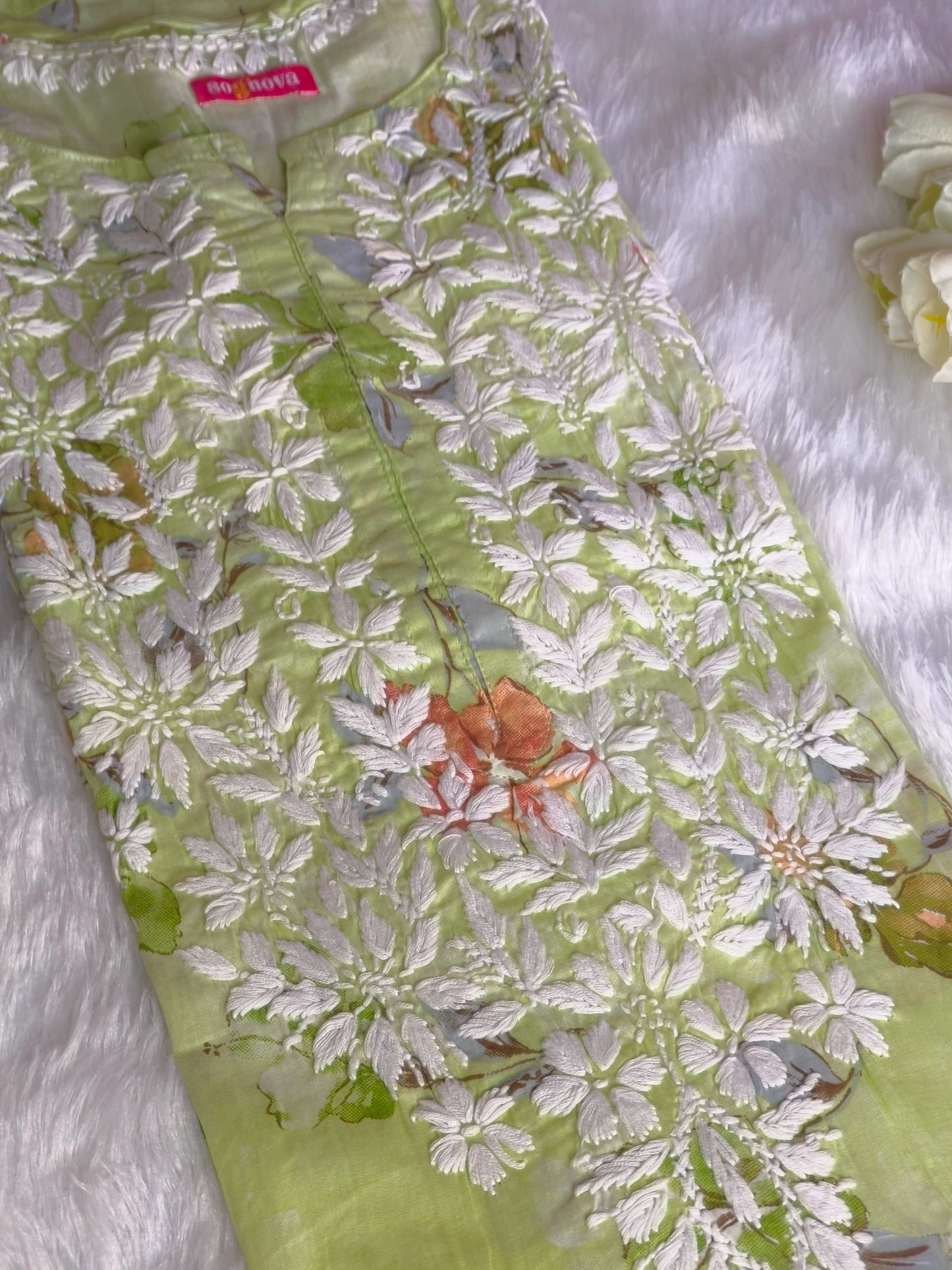 Lime Green Chikankari Kurta