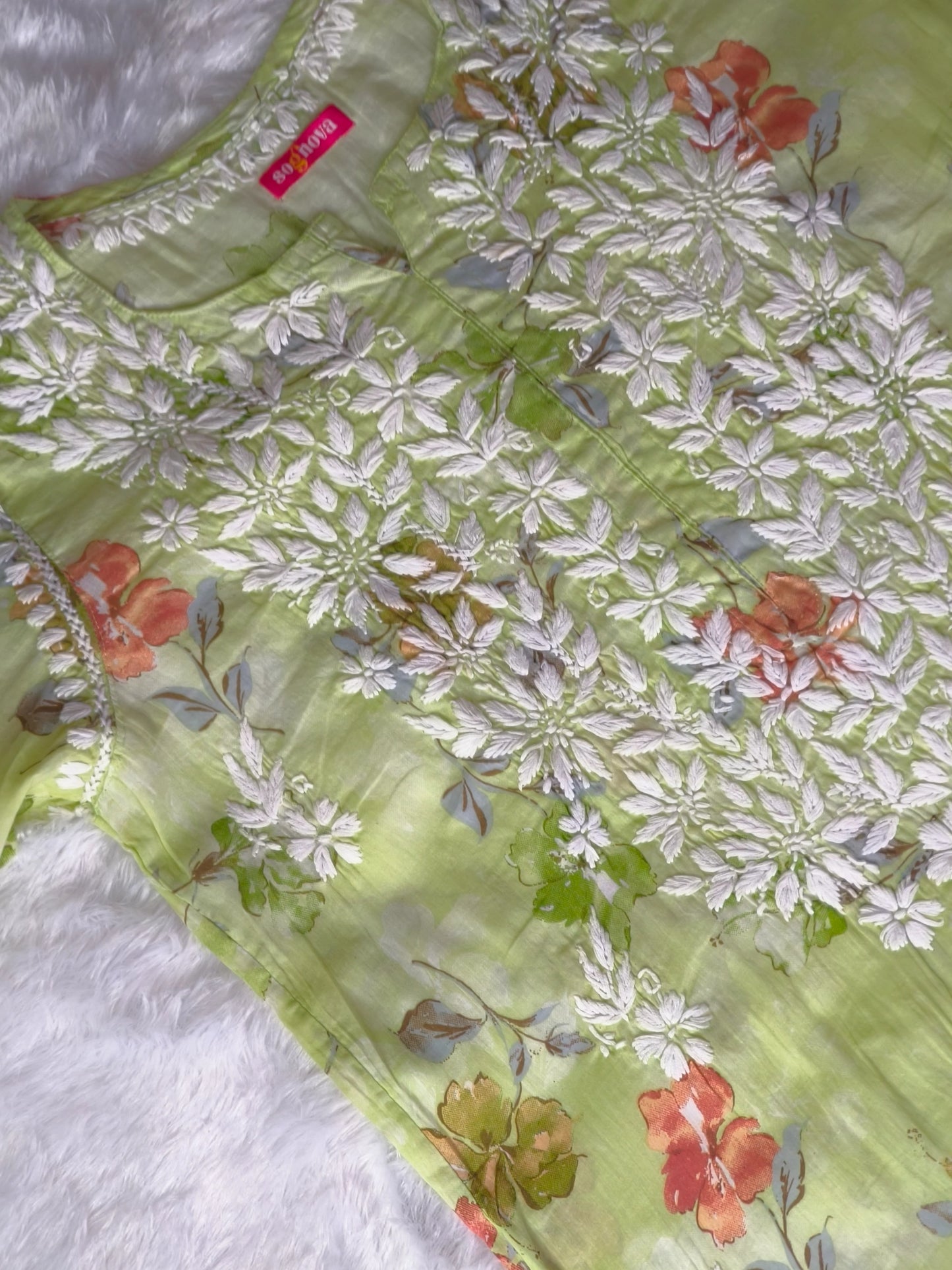 Lime Green Chikankari Kurta