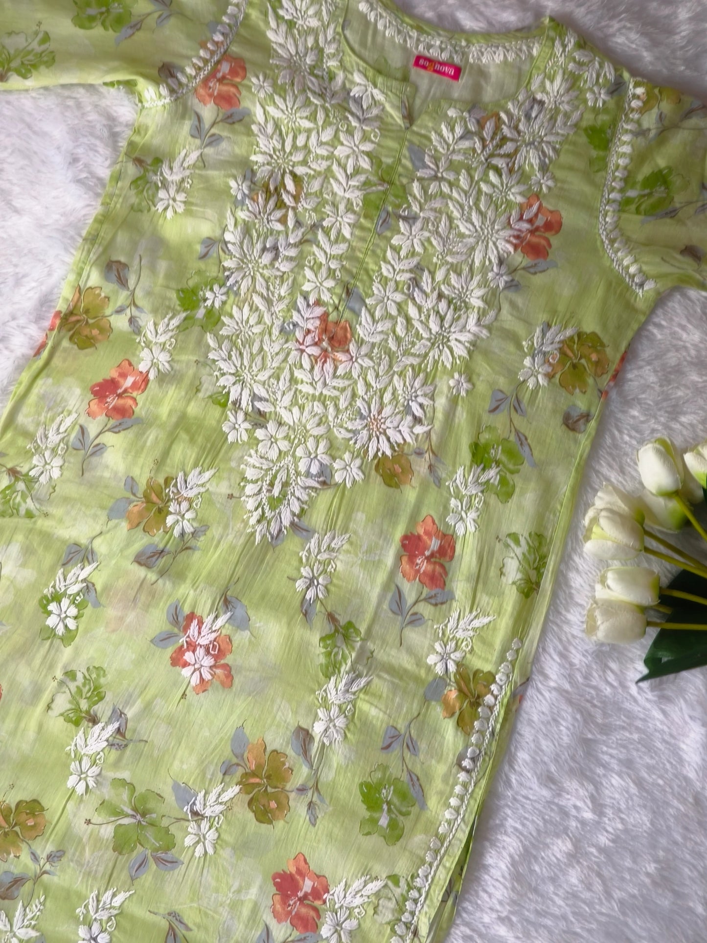 Lime Green Chikankari Kurta