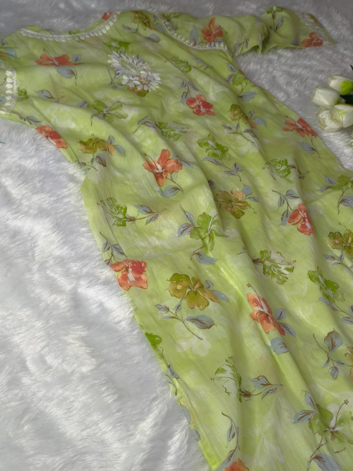 Lime Green Chikankari Kurta