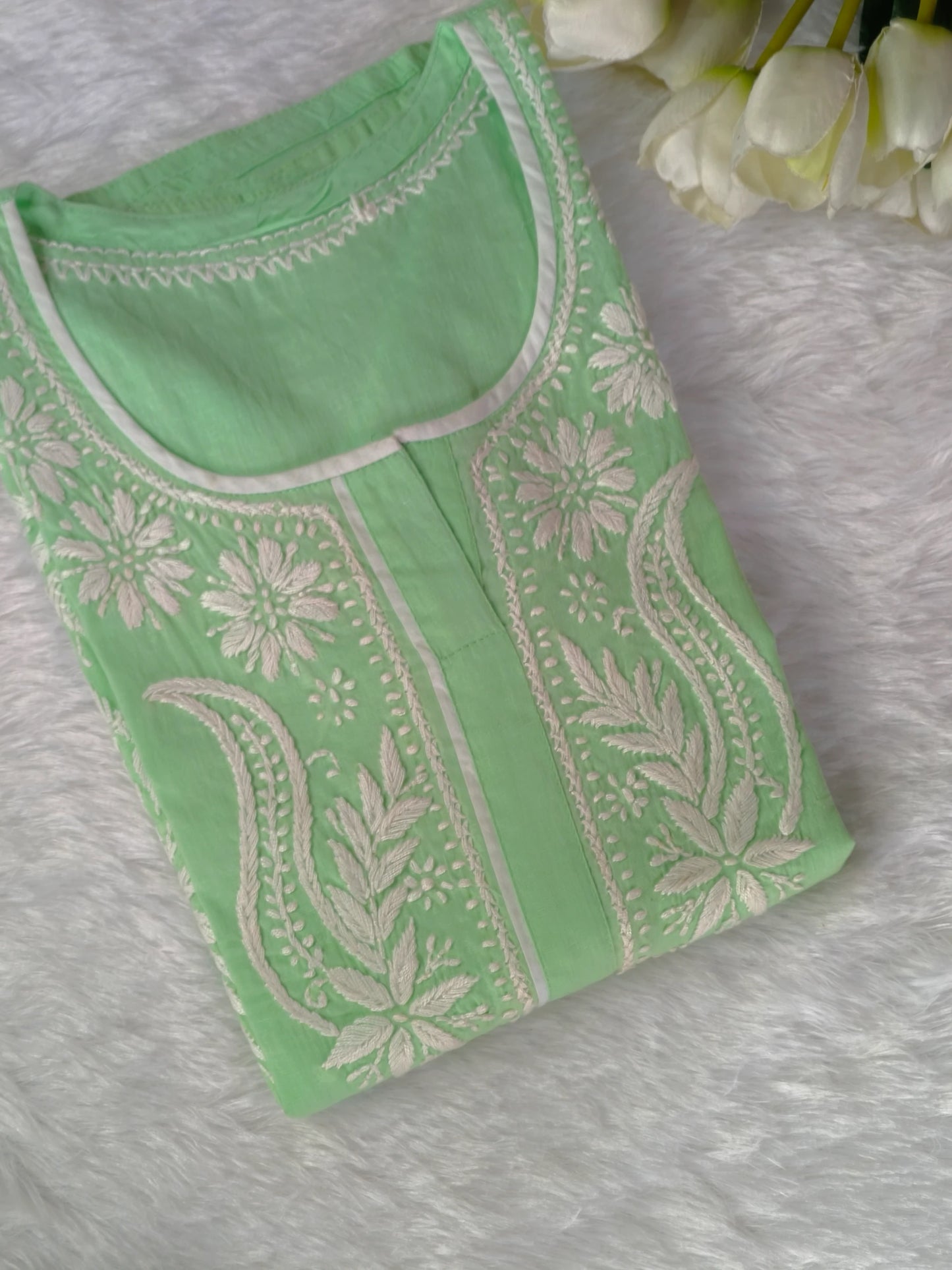 Green Chikankari Kurta