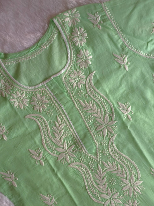Green Chikankari Kurta