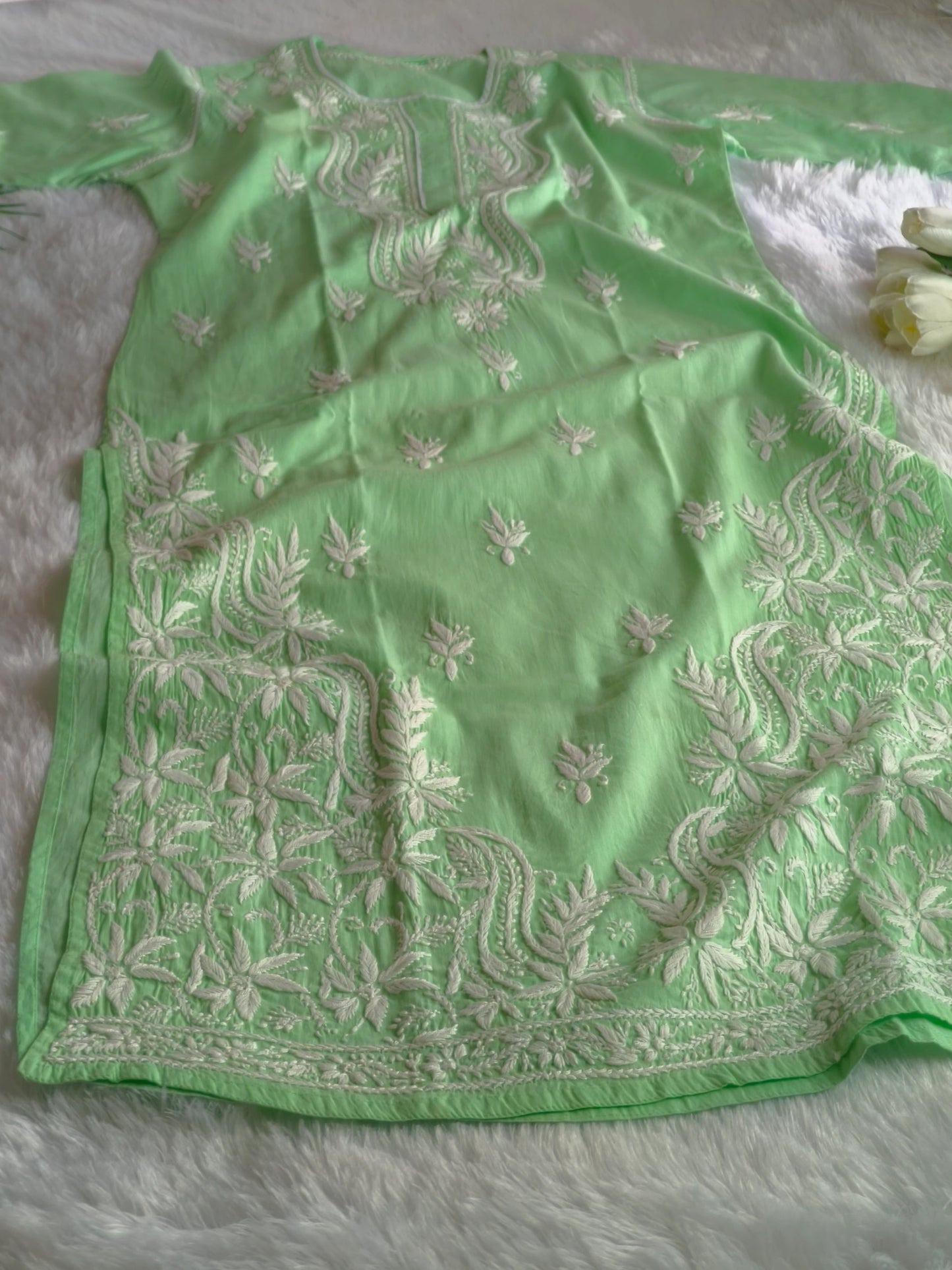 Green Chikankari Kurta