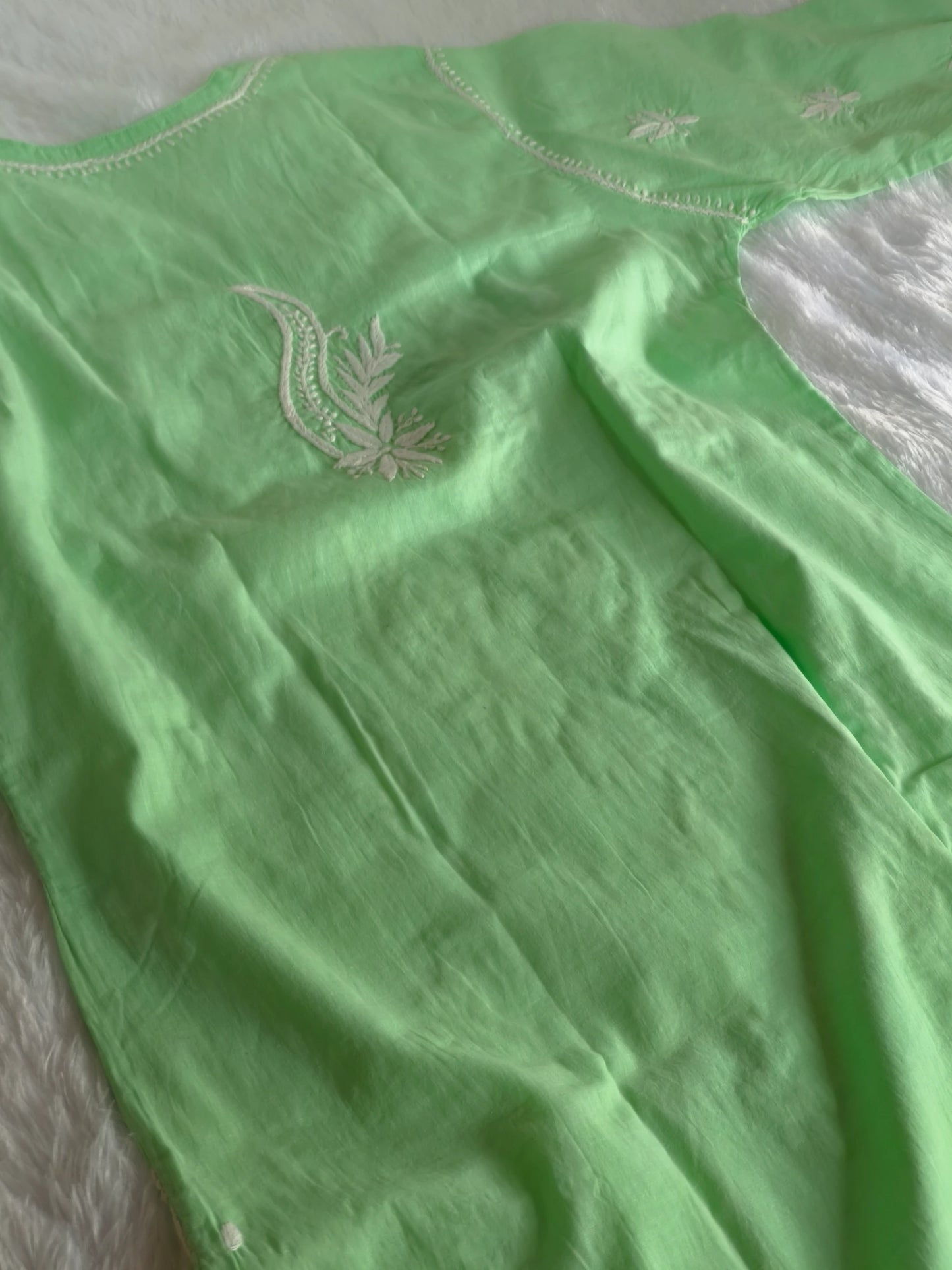 Green Chikankari Kurta