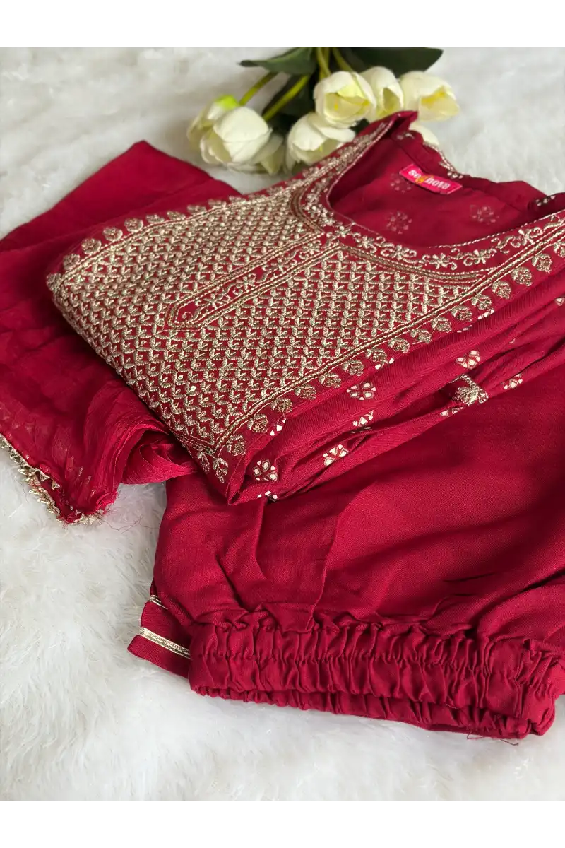 Maroon Kurta Set with Dupatta