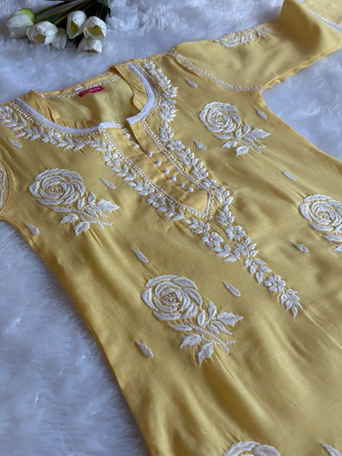 Rose Yellow Chikankari Kurta