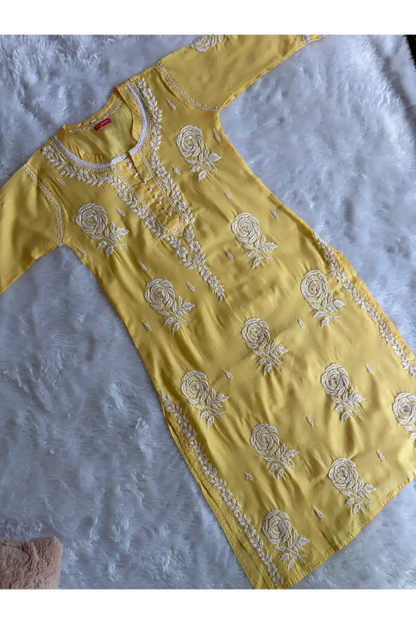 Rose Yellow Chikankari Kurta
